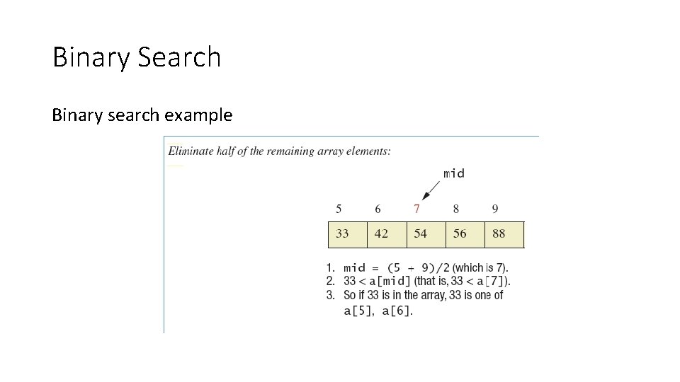 Binary Search Binary search example 