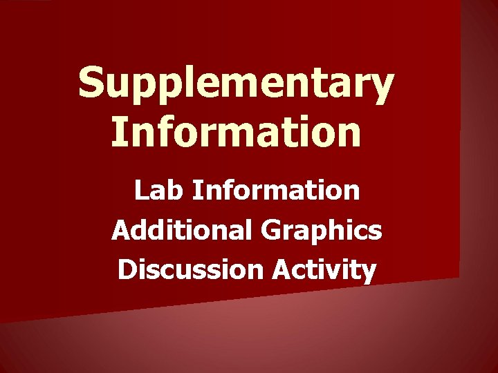 Supplementary Information Lab Information Additional Graphics Discussion Activity 