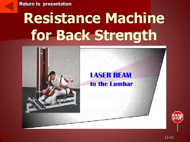 Return to presentation Resistance Machine for Back Strength 11 -41 