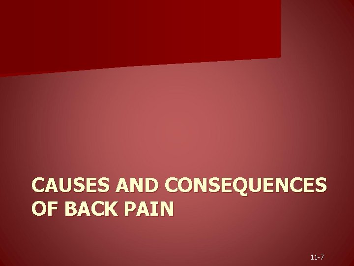 CAUSES AND CONSEQUENCES OF BACK PAIN 11 -7 