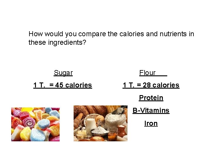 How would you compare the calories and nutrients in these ingredients? Sugar 1 T.