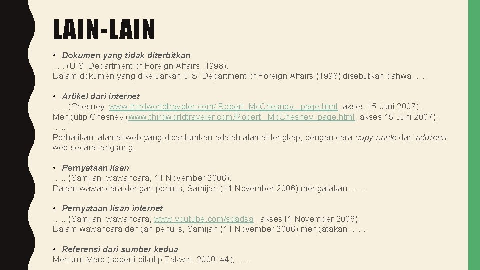 LAIN-LAIN • Dokumen yang tidak diterbitkan. . . (U. S. Department of Foreign Affairs,