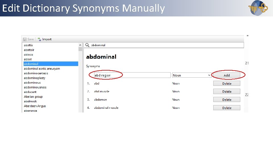 Edit Dictionary Synonyms Manually Outline 