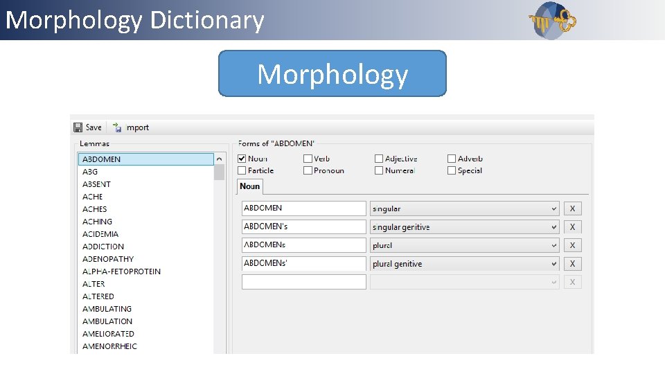 Morphology Dictionary Outline Morphology 