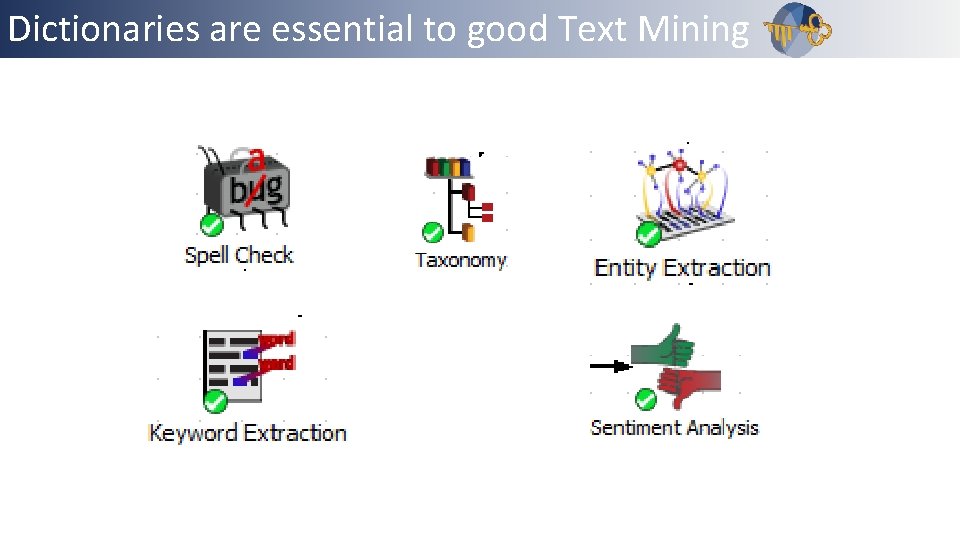 Dictionaries are essential to good Text Mining Outline 