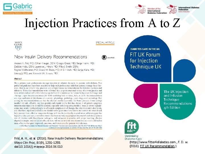 Injection Practices from A to Z Frid, A. H. , et al. (2016). New