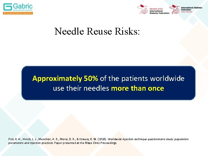 Needle Reuse Risks: Approximately 50% of the patients worldwide use their needles more than