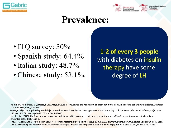 Prevalence: • ITQ survey: 30% • Spanish study: 64. 4% • Italian study: 48.