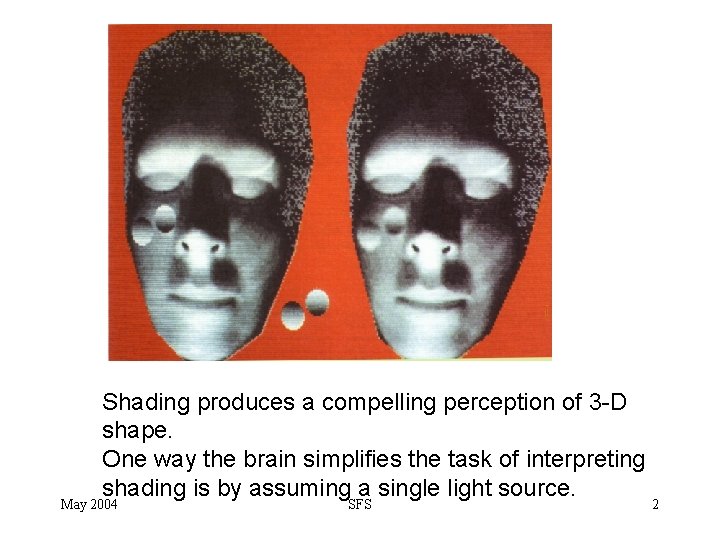 Shading produces a compelling perception of 3 -D shape. One way the brain simplifies