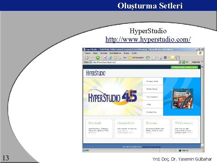 Oluşturma Setleri Hyper. Studio http: //www. hyperstudio. com/ 13 Yrd. Doç. Dr. Yasemin Gülbahar