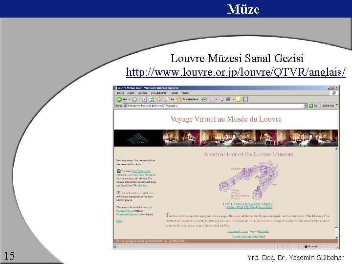 Müze Louvre Müzesi Sanal Gezisi http: //www. louvre. or. jp/louvre/QTVR/anglais/ 15 Yrd. Doç. Dr.