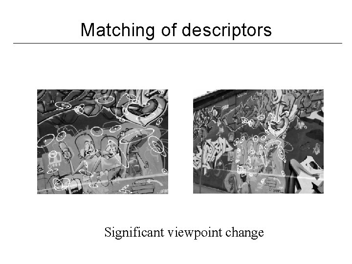 Matching of descriptors Significant viewpoint change 