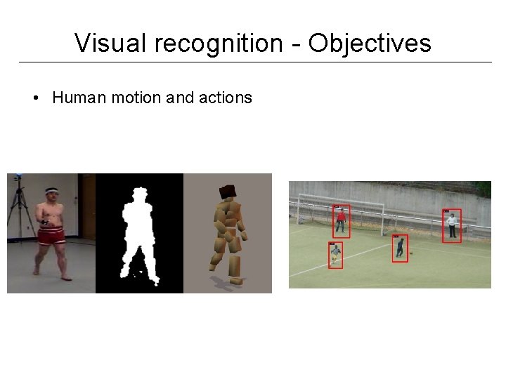 Visual recognition - Objectives • Human motion and actions 