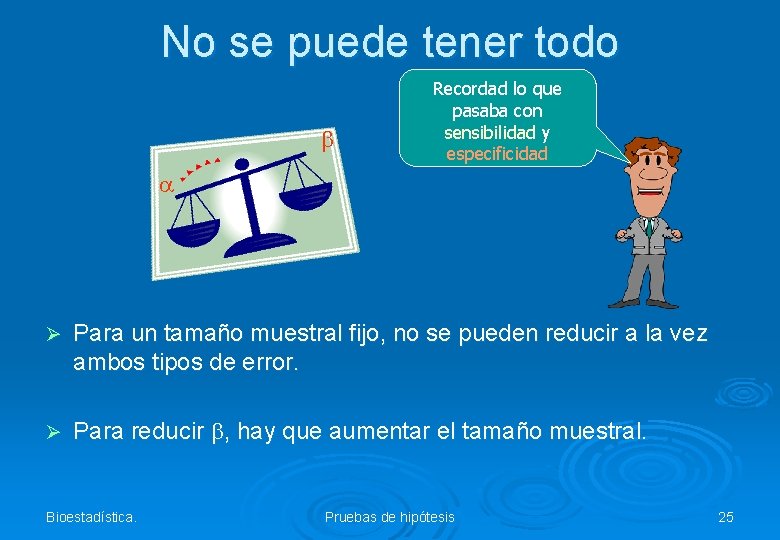 No se puede tener todo b Recordad lo que pasaba con sensibilidad y especificidad