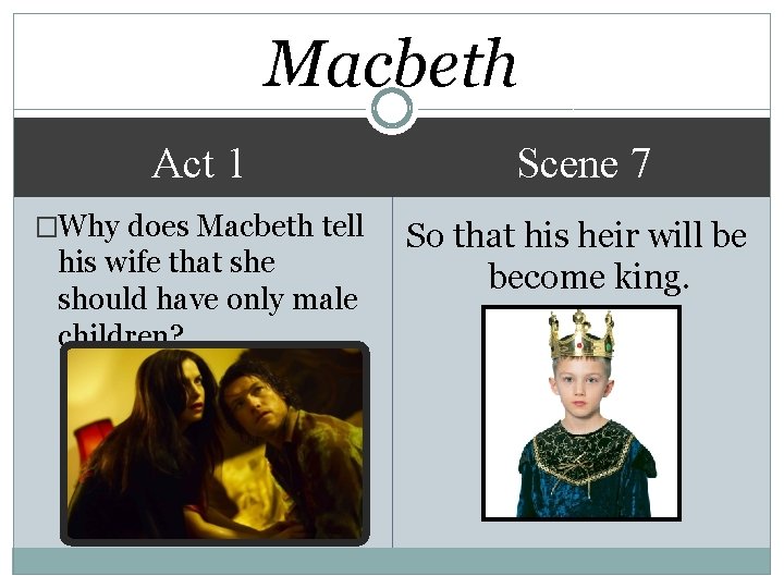 Macbeth Act 1 Scene 7 �Why does Macbeth tell So that his heir will