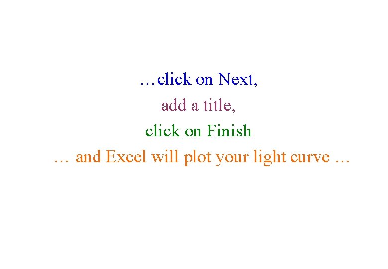 …click on Next, add a title, click on Finish … and Excel will plot