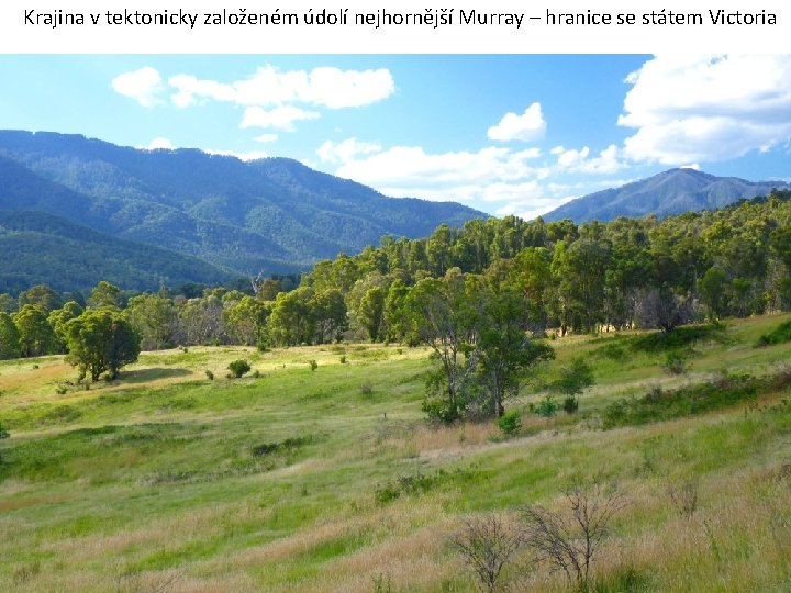 Krajina v tektonicky založeném údolí nejhornější Murray – hranice se státem Victoria 