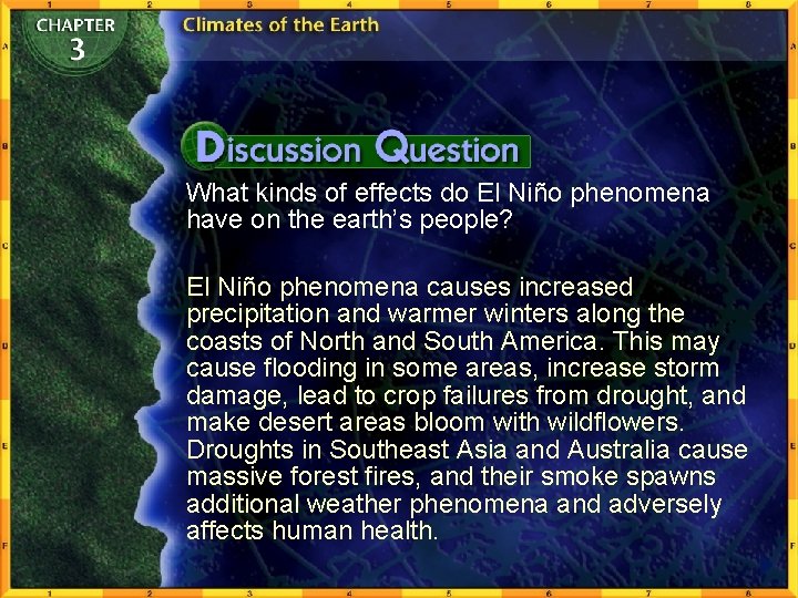 What kinds of effects do El Niño phenomena have on the earth’s people? El