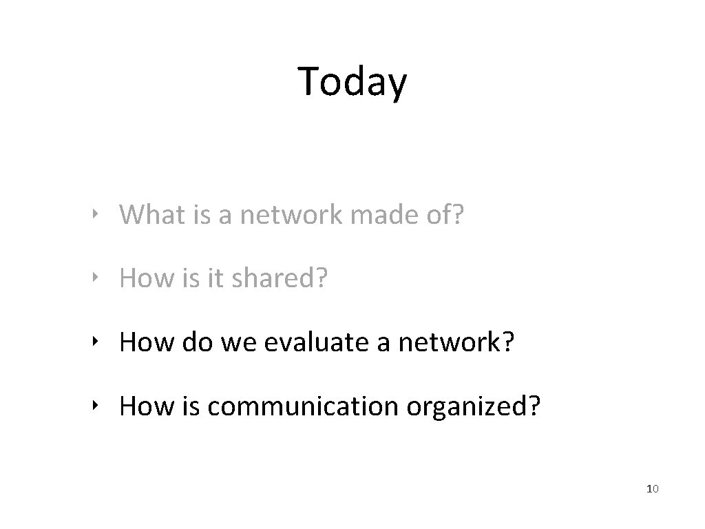 Today ‣ What is a network made of? ‣ How is it shared? ‣