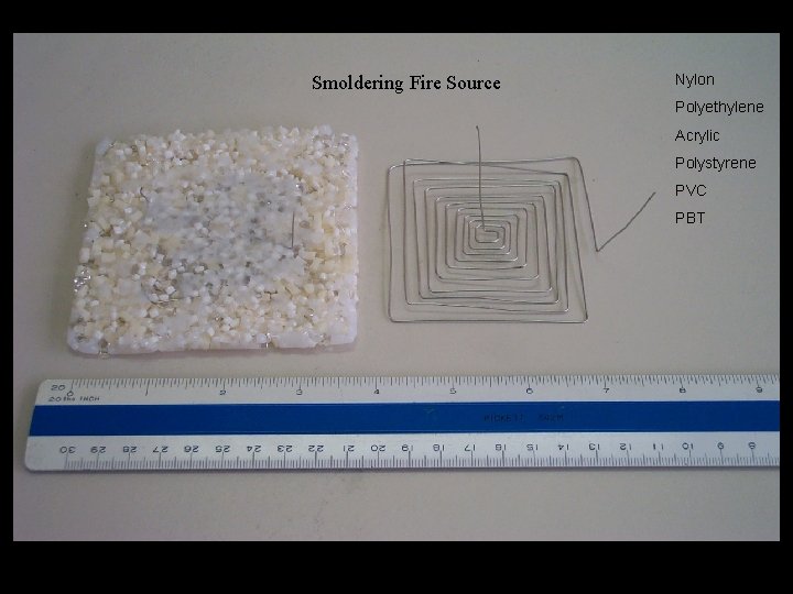 Smoldering Fire Source Nylon Polyethylene Acrylic Polystyrene PVC PBT 