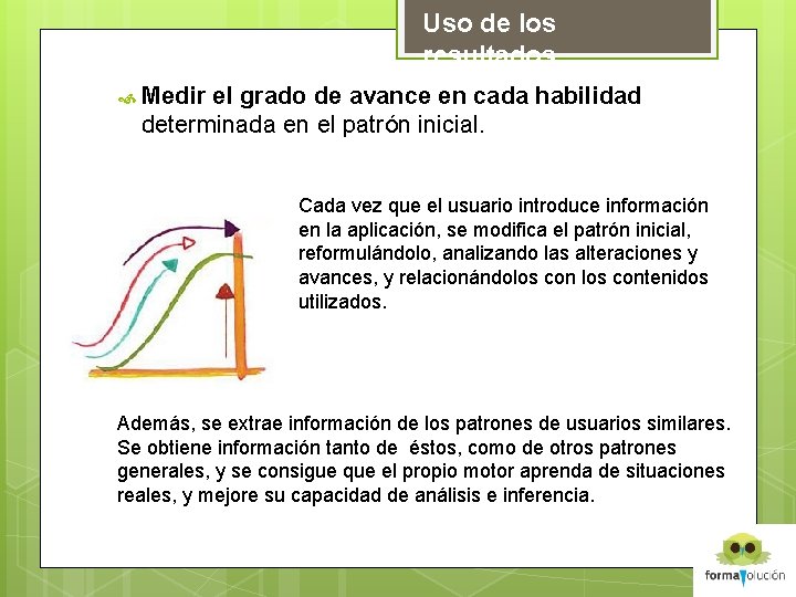 Uso de los resultados Medir el grado de avance en cada habilidad determinada en