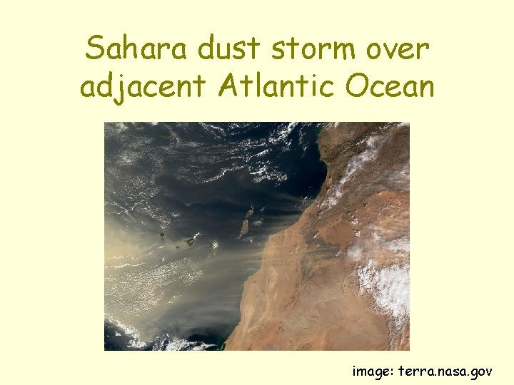 Sahara dust storm over adjacent Atlantic Ocean image: terra. nasa. gov 