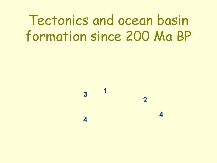 Tectonics and ocean basin formation since 200 Ma BP 3 4 1 2 4