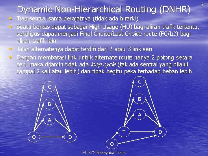 Dynamic Non-Hierarchical Routing (DNHR) • Tiap sentral sama derajatnya (tidak ada hirarki) • Suatu