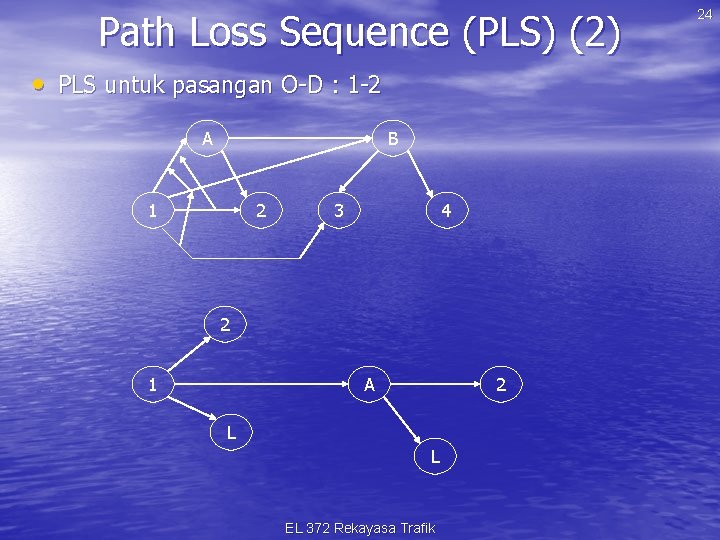 Path Loss Sequence (PLS) (2) • PLS untuk pasangan O-D : 1 -2 A