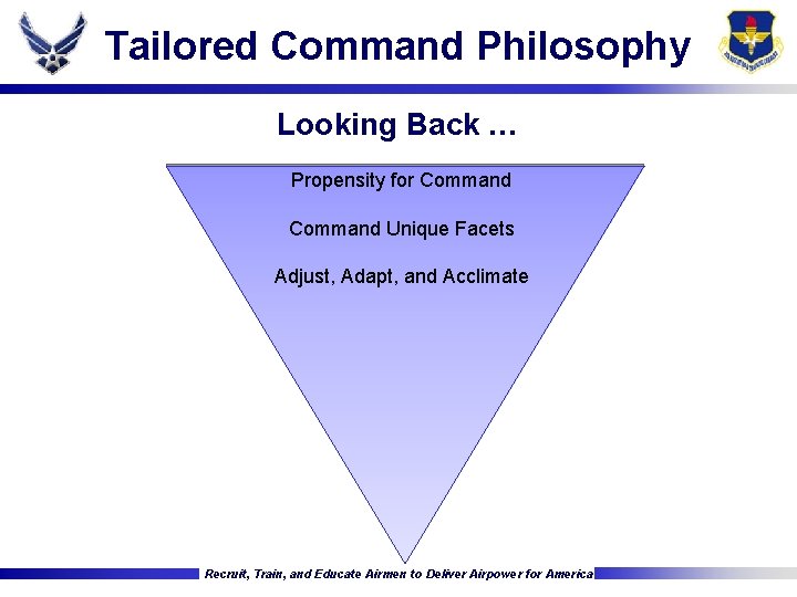 Tailored Command Philosophy Looking Back … Propensity for Command Unique Facets Adjust, Adapt, and