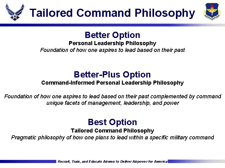 Tailored Command Philosophy Better Option Personal Leadership Philosophy Foundation of how one aspires to