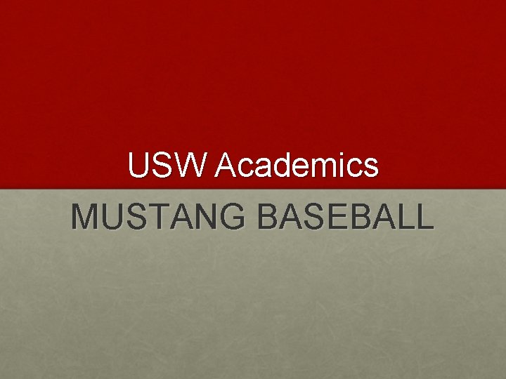 USW Academics MUSTANG BASEBALL 