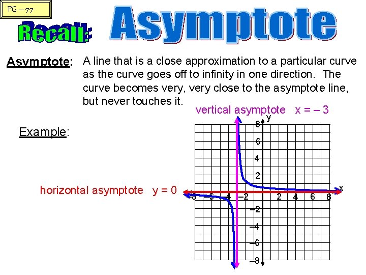 PG – 77 Asymptote: A line that is a close approximation to a particular