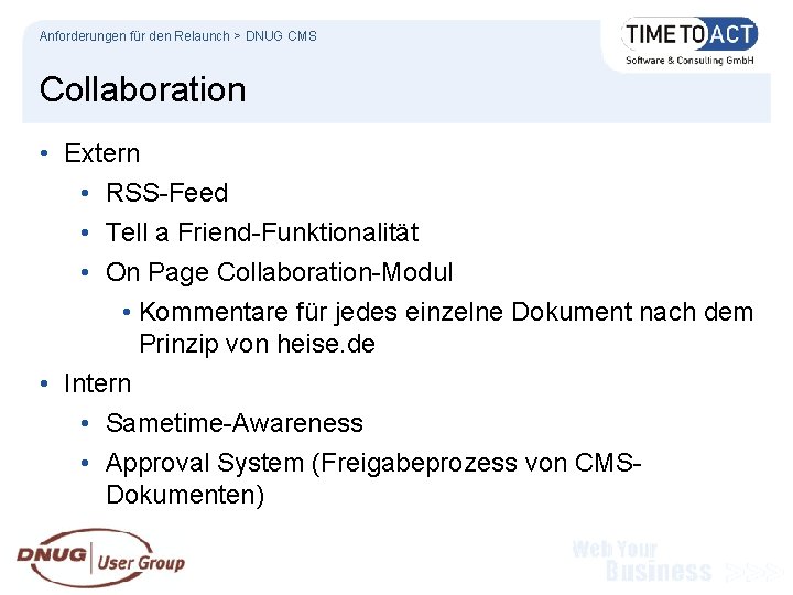 Anforderungen für den Relaunch > DNUG CMS Collaboration • Extern • RSS-Feed • Tell