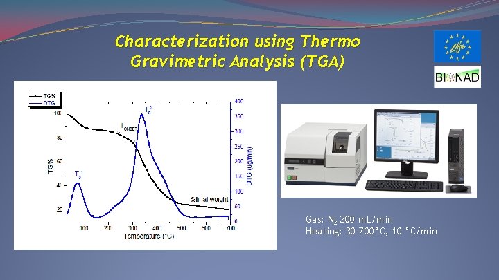 Characterization using Thermo Gravimetric Analysis (TGA) Gas: N 2 200 m. L/min Heating: 30