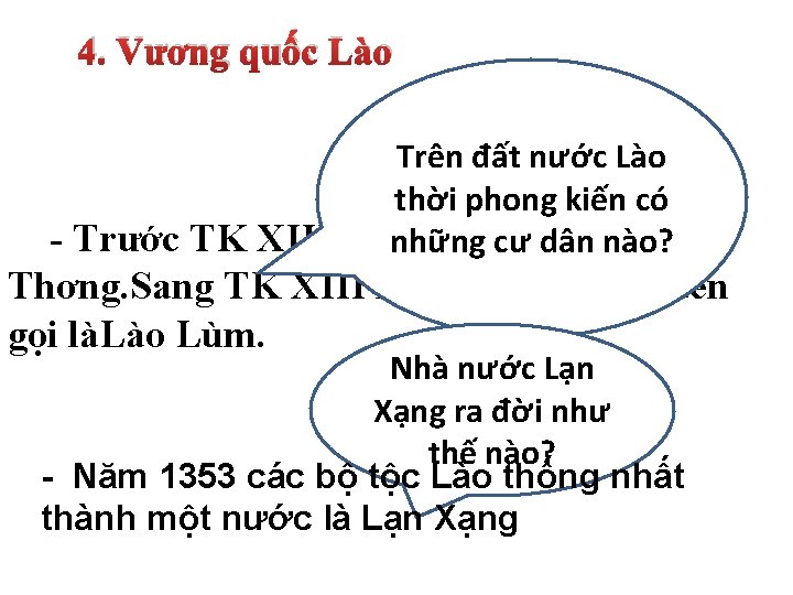 4. Vương quốc Lào Trên đất nước Lào thời phong kiến có - Trước