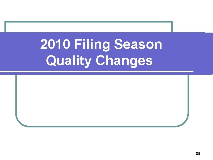 2010 Filing Season Quality Changes 25 