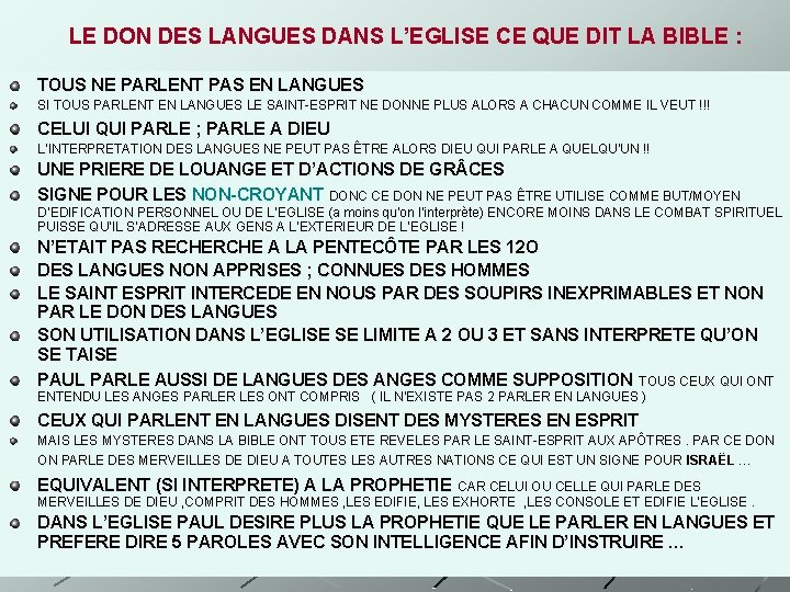 LE DON DES LANGUES DANS L’EGLISE CE QUE DIT LA BIBLE : TOUS NE