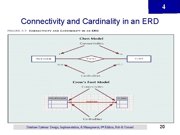 4 Connectivity and Cardinality in an ERD Database Systems: Design, Implementation, & Management, 6