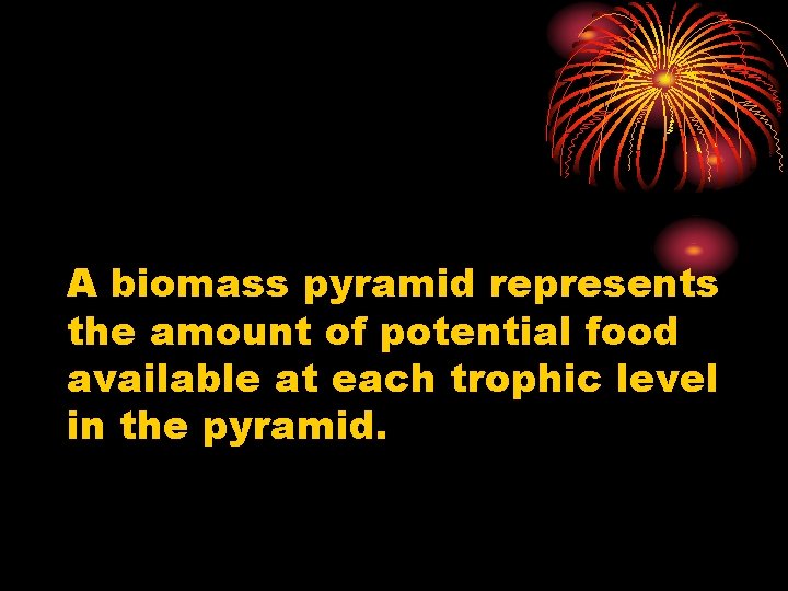 A biomass pyramid represents the amount of potential food available at each trophic level