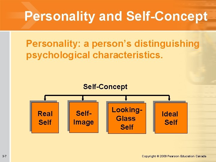 Personality and Self-Concept Personality: a person’s distinguishing psychological characteristics. Self-Concept Real Self 3 -7