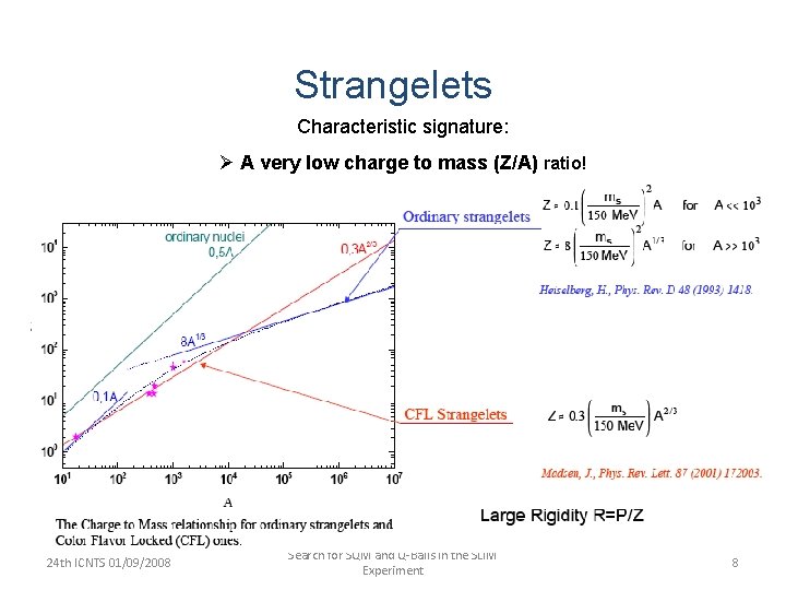 Strangelets Characteristic signature: Ø A very low charge to mass (Z/A) ratio! 24 th