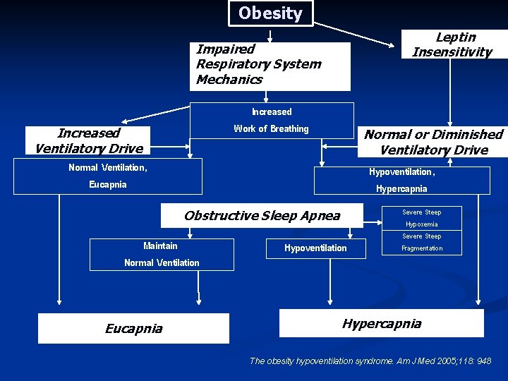 Obesity Leptin Insensitivity ? Impaired Respiratory System Mechanics Increased Work of Breathing Increased Ventilatory