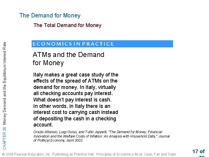 The Demand for Money CHAPTER 26 Money Demand the Equilibrium Interest Rate The Total