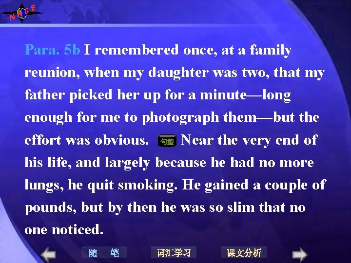 N E C H Para. 5 b I remembered once, at a family reunion, N E C H Para. 5 b I remembered once, at a family reunion,