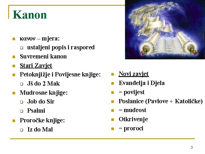 Kanon n n n κανον – mjera: q ustaljeni popis i raspored Suvremeni kanon