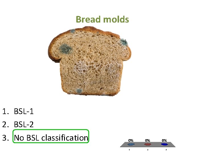 Bread molds 1. BSL-1 2. BSL-2 3. No BSL classification 