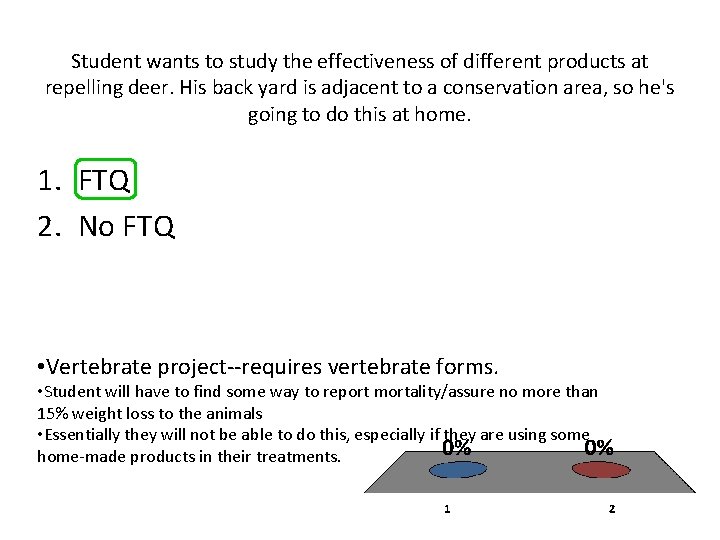 Student wants to study the effectiveness of different products at repelling deer. His back