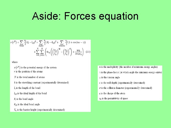 Aside: Forces equation 