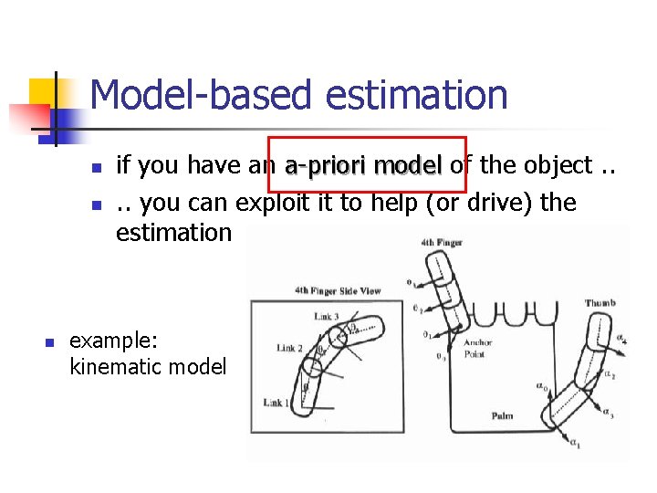 Model-based estimation n if you have an a-priori model of the object. . you Model-based estimation n if you have an a-priori model of the object. . you